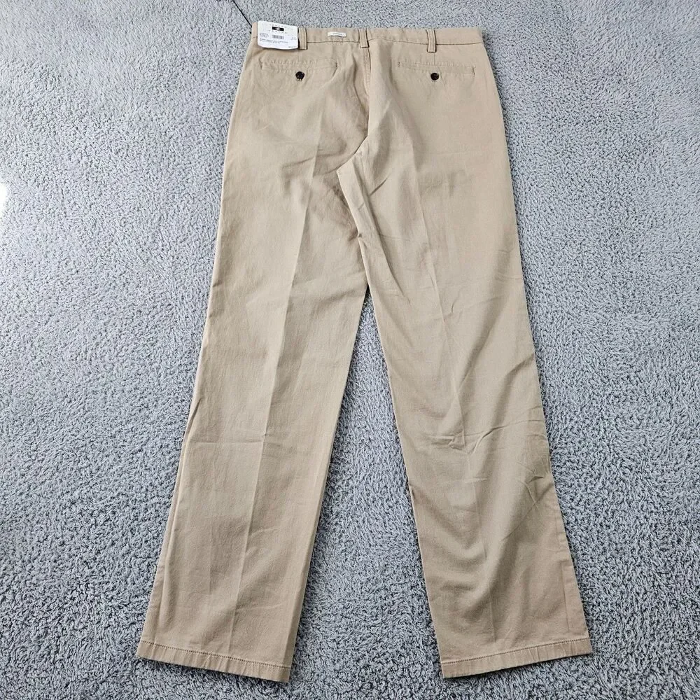 Joseph Abboud Pants 34x33 Khaki Beige Chino Comfort Stretch Preppy Casual NWT